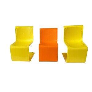 Lot 3 Vintage 1973 Barbie Plastic S Chair Mid Century Modern 2 Yellow 1 Orange